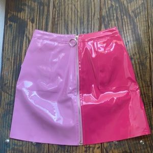 Pink two-tone mini skirt